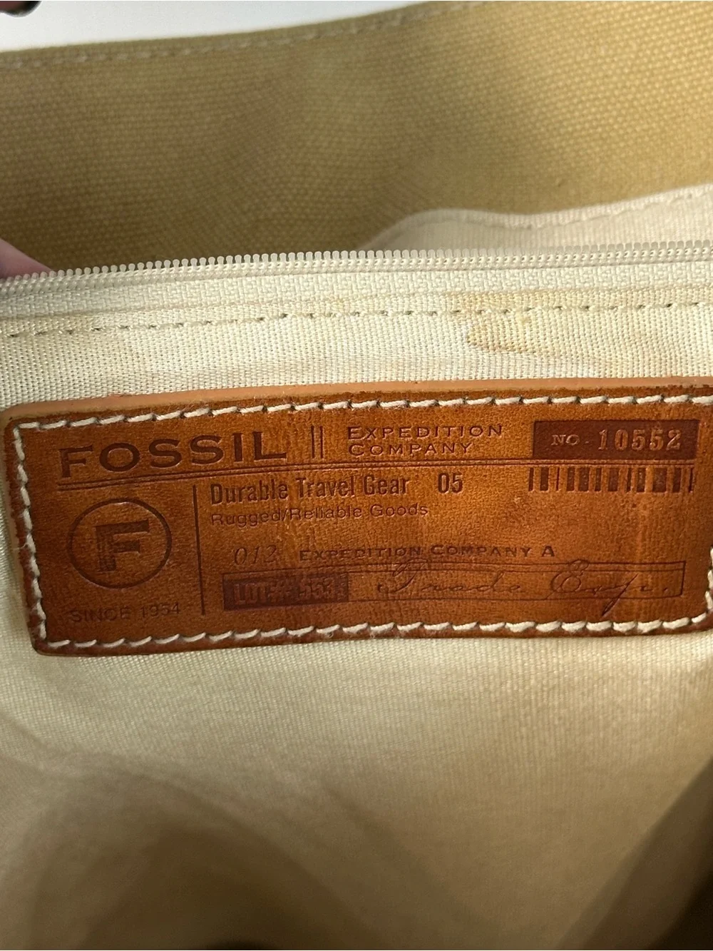 Fossil Expedition Co. Canvas Backpack Brown Leather Trim Durable Travel Gear